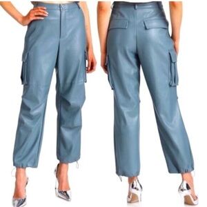7 for all Mankind Blue Faux Leather Cargo Pant Joggers Women’s Size S